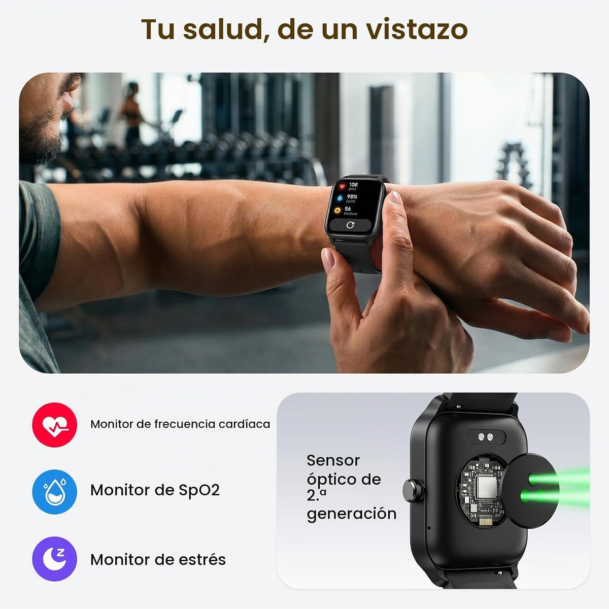 Fitpolo Relojes inteligentes para hombre, Android y iPhone, Alexa i...