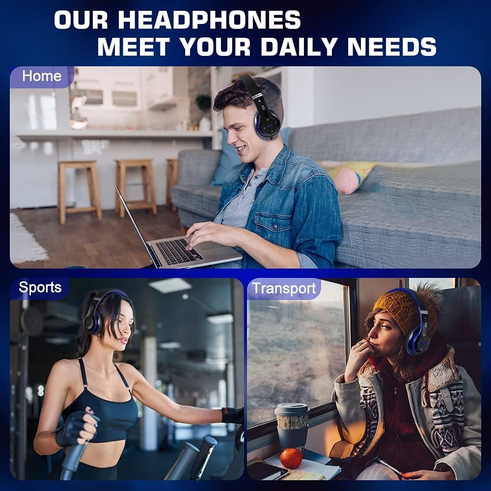 Auriculares Bluetooth 6S sobre la oreja, auriculares plegables inal...