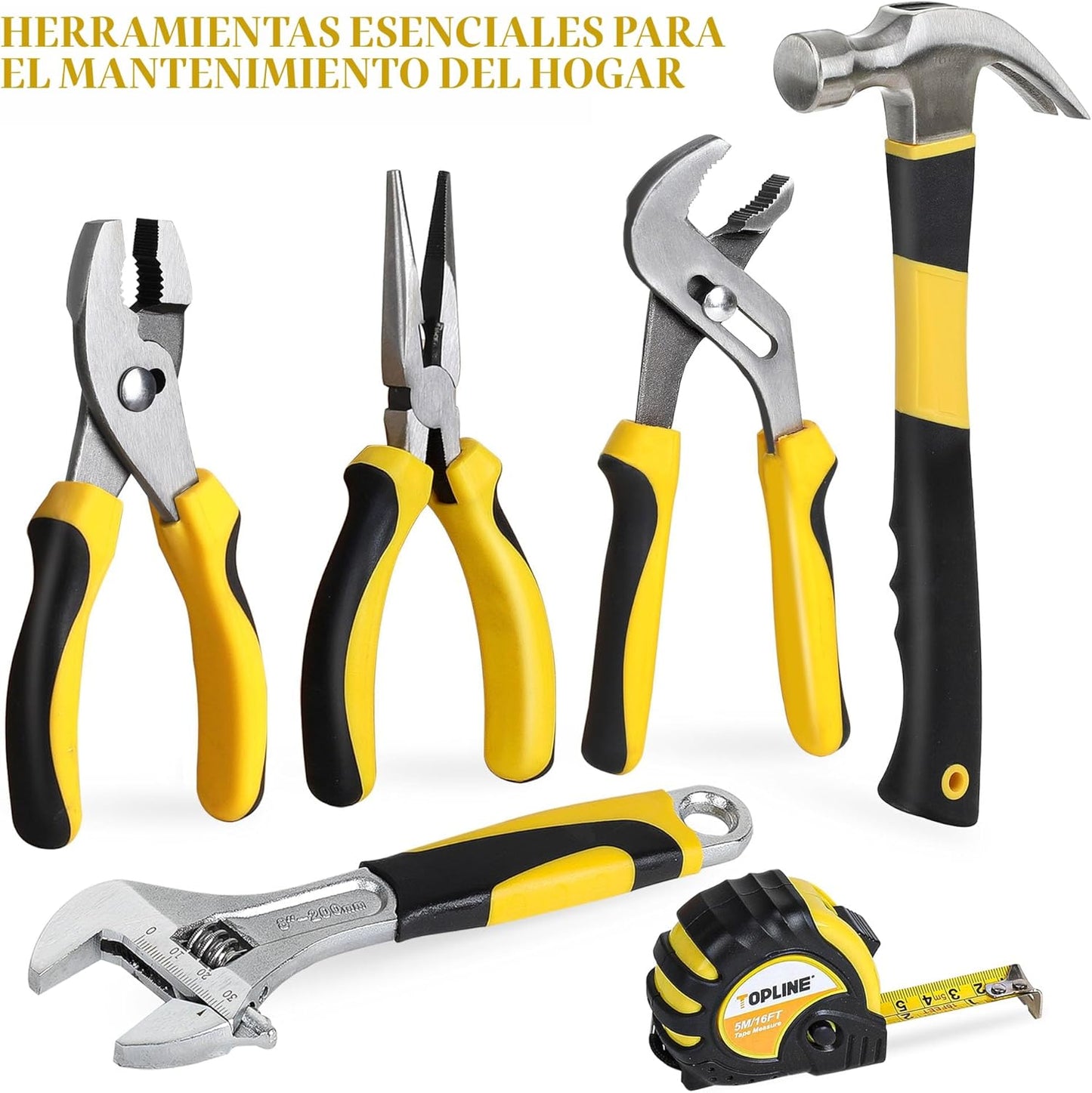 TOPLINE Juego de herramientas para el hogar de 467 piezas para mecánicos, bolsa de herramientas de 16 pulgadas con kit de herramientas para el hogar de alta resistencia incluido, juegos de