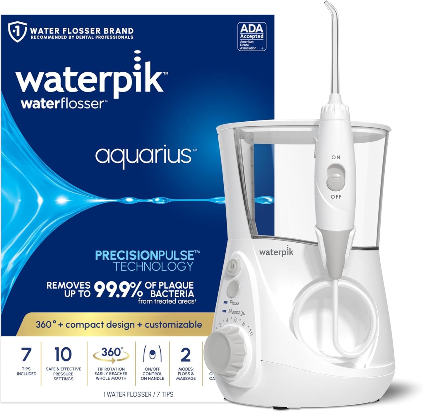 Waterpik Aquarius - Hilo dental de agua para limpieza de dientes, e...