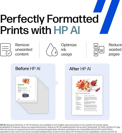 HP OfficeJet Pro 8139e Impresora inalámbrica de inyección de tinta todo en uno, impresión, escaneo, copia, fax, ADF, impresión a doble cara Lo mejor para la oficina en casa, 1 año de prueba de tinta instantánea incluida, habilitada para IA (40Q51A)