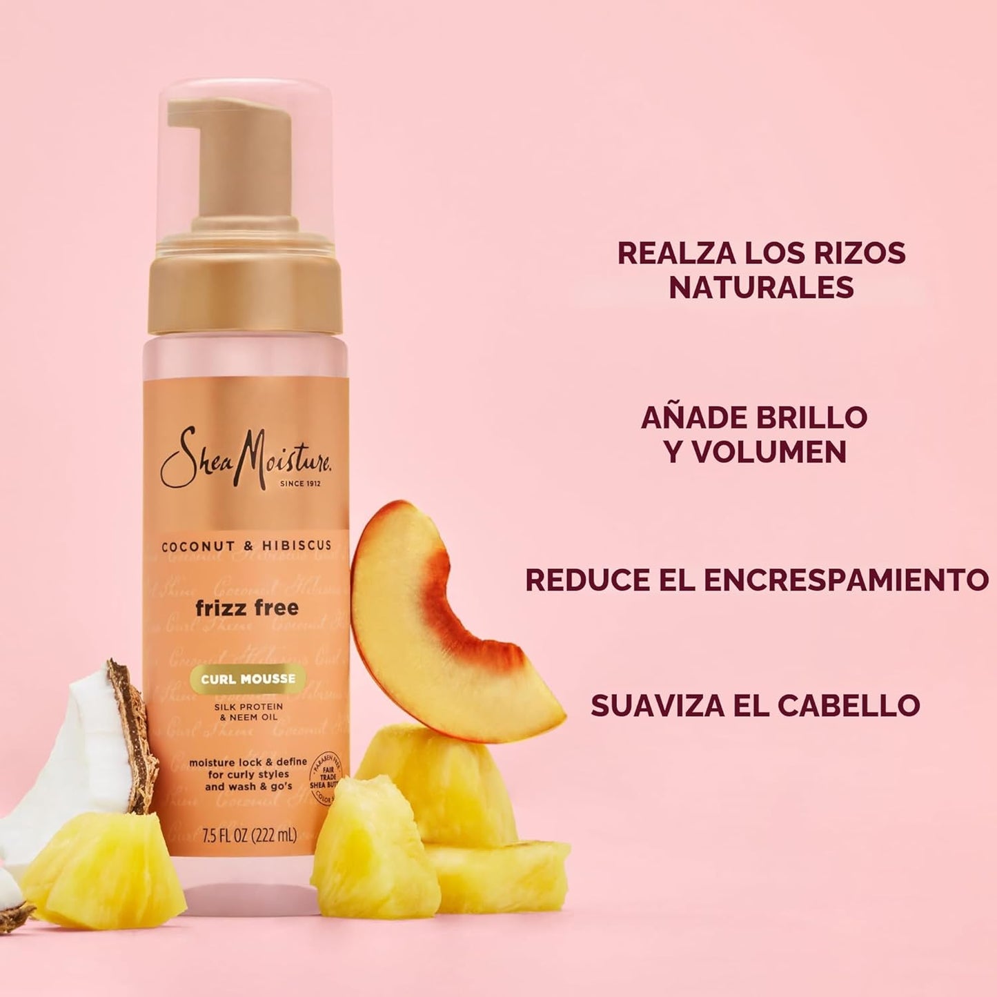 Espuma para rizos SheaMoisture de coco y hibisco para control del e...