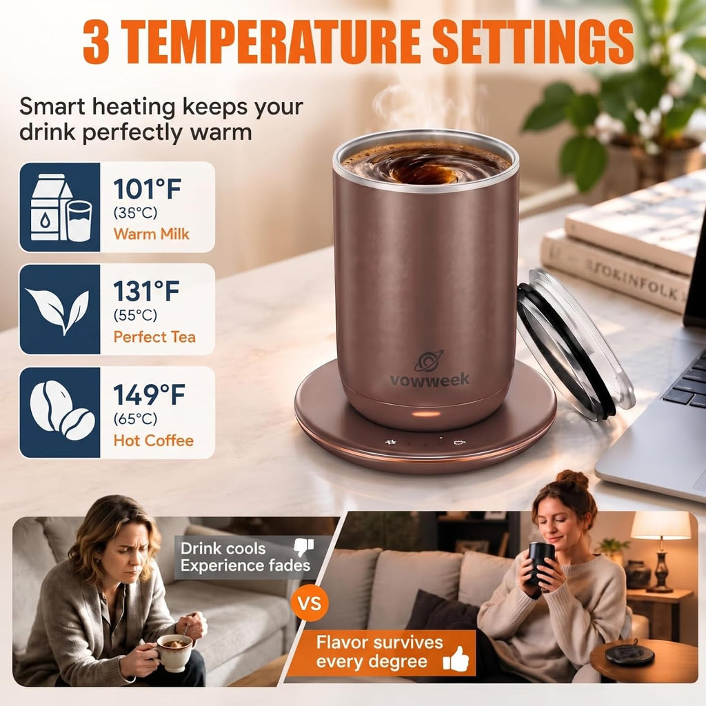Taza de café con agitación automática, taza calentada de 10 oz con...