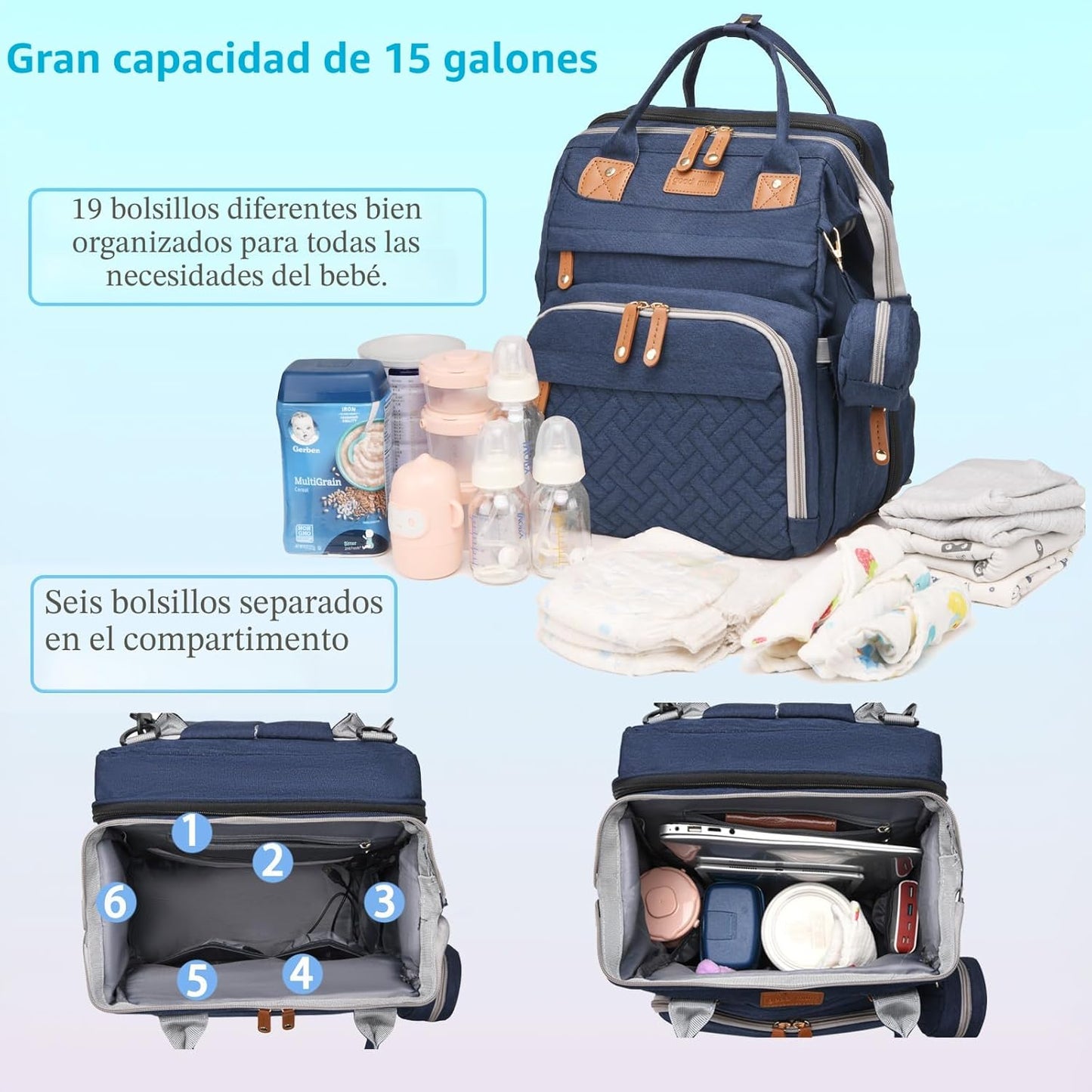 Jeryswet - Mochila para pañales con cambiador, impermeable, de gran...