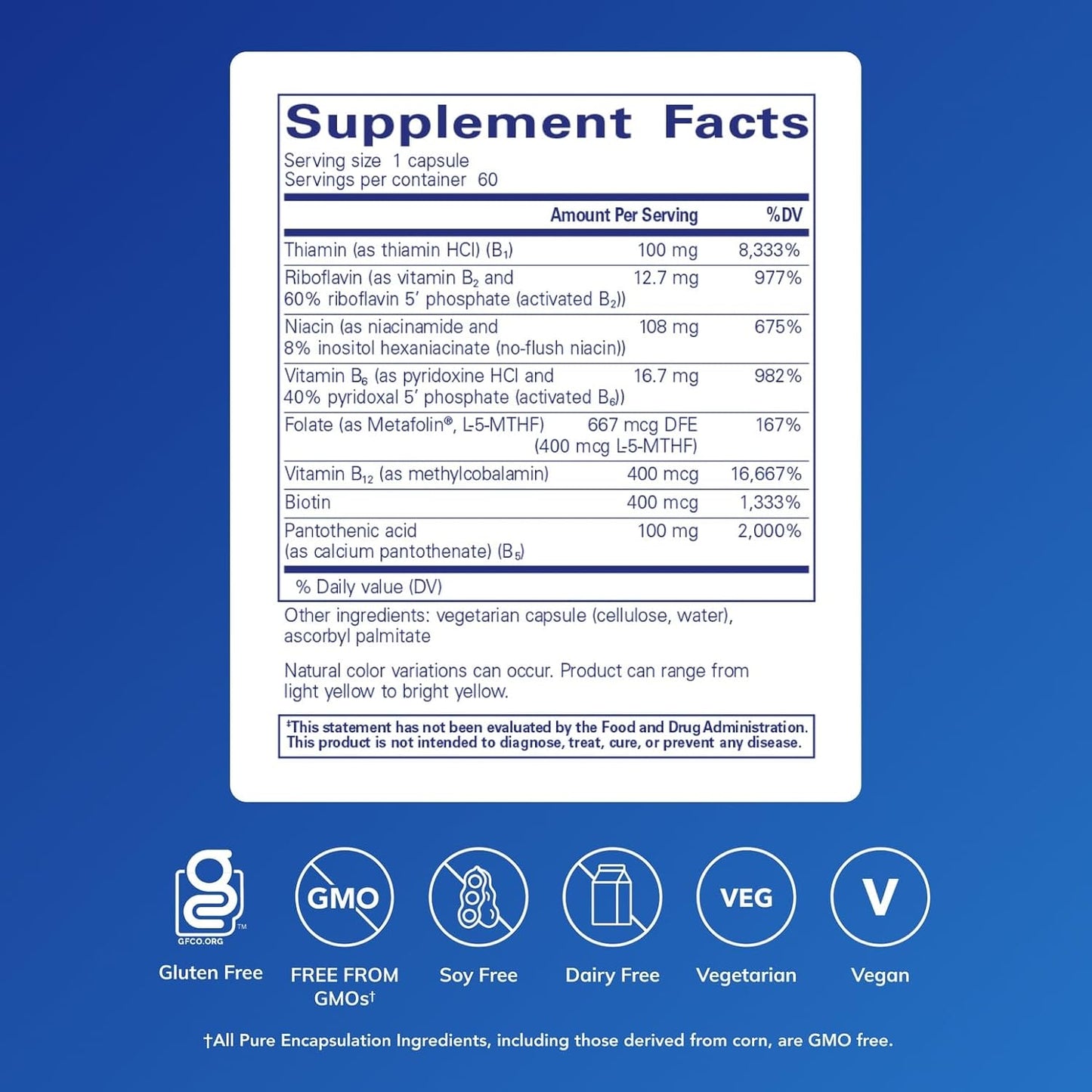 Pure Encapsulations B-Complex Plus - Suplemento de vitaminas B para...
