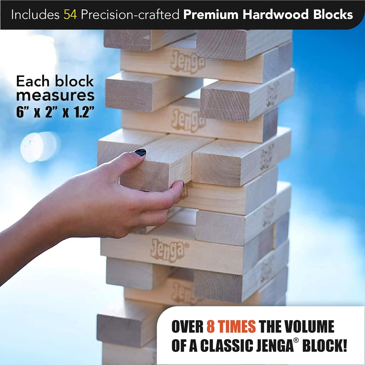 Jenga Gigante - Bloques de madera dura - Se apilan hasta más de 4 p...