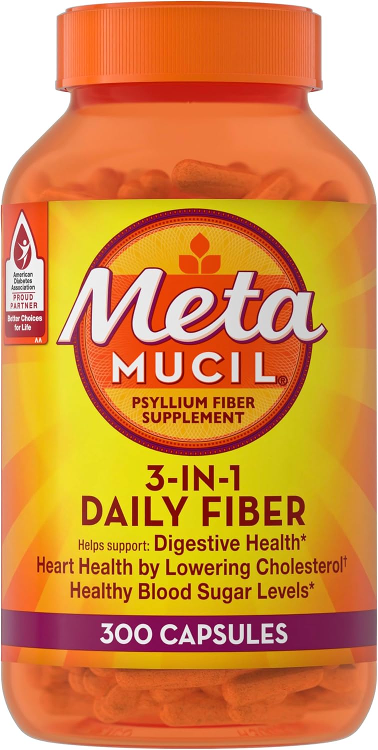 Cápsulas de suplemento de fibra Metamucil psyllium 100 unidades, 30...