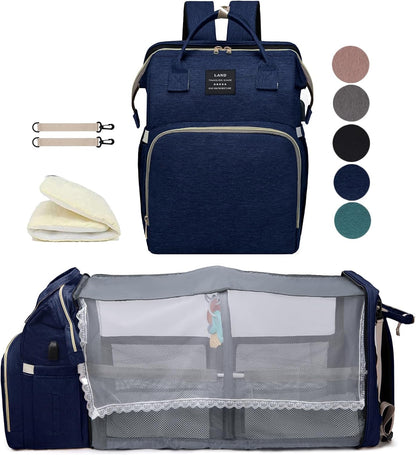 Mochila de pañales azul para mamá: bolsas de bebé grandes con cambi...