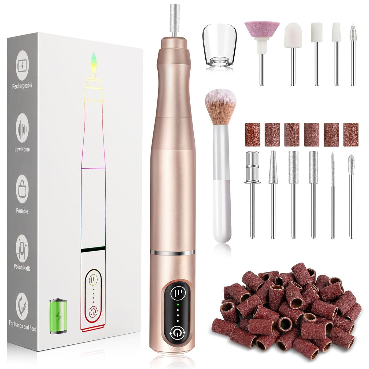 TUOBEO Kit de lima eléctrico recargable para uñas, removedor de esm...