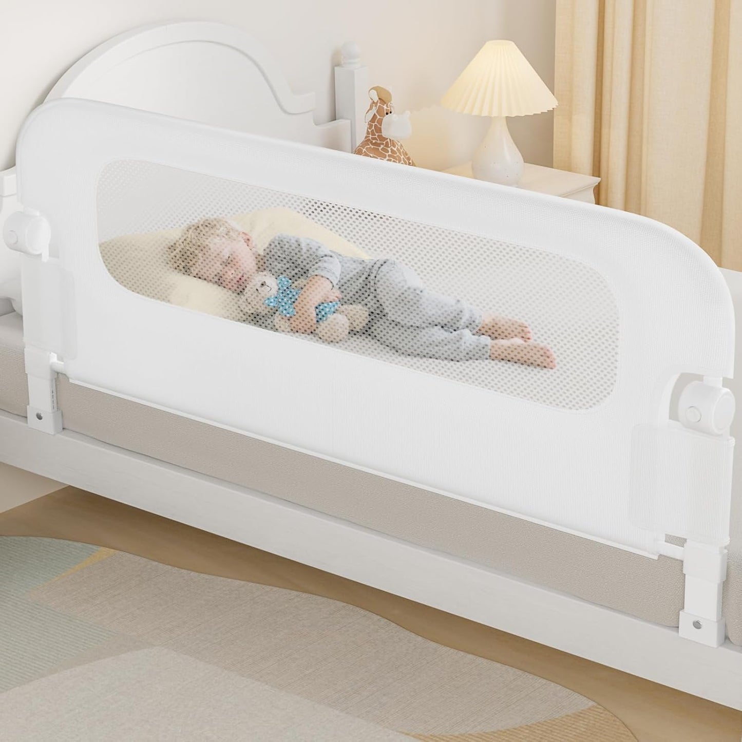 NUTIKAS Barandilla protectora para cama de bebé para niños pequeños...