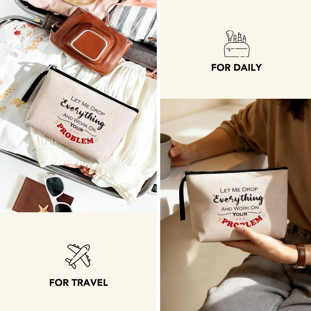 Regalos de ánimo para mujeres, bolsa de maquillaje, regalo para hermana, regalos de graduación, regalos de incentivo, regalos alentadores de amor, regalo de cumpleaños, San Valentín, boda, madre,