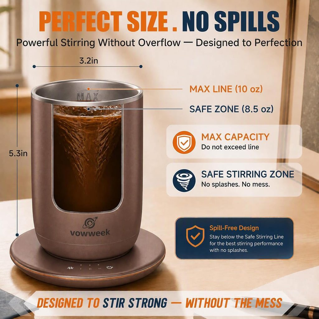 Taza de café con agitación automática, taza calentada de 10 oz con...