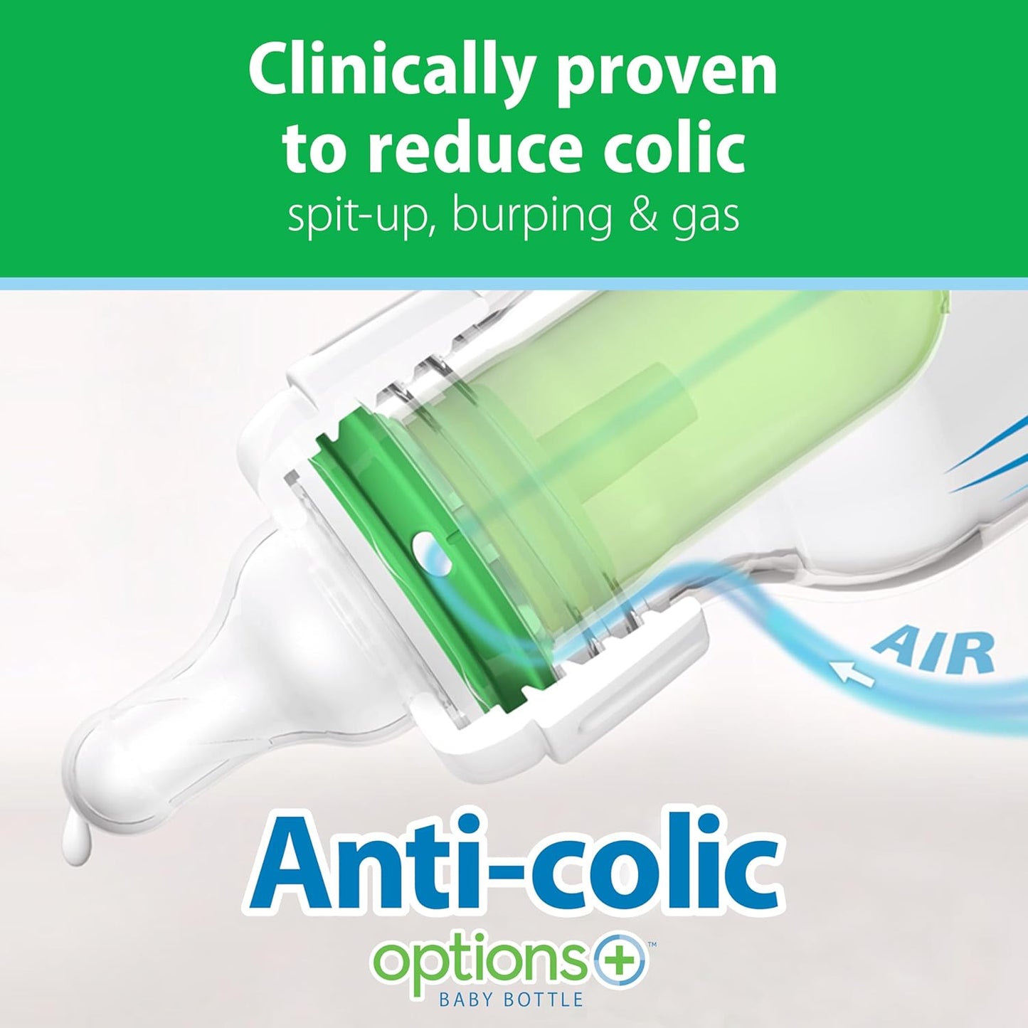 Dr. Brown's Anti-Colic Options+ - Biberón de vidrio estrecho co...