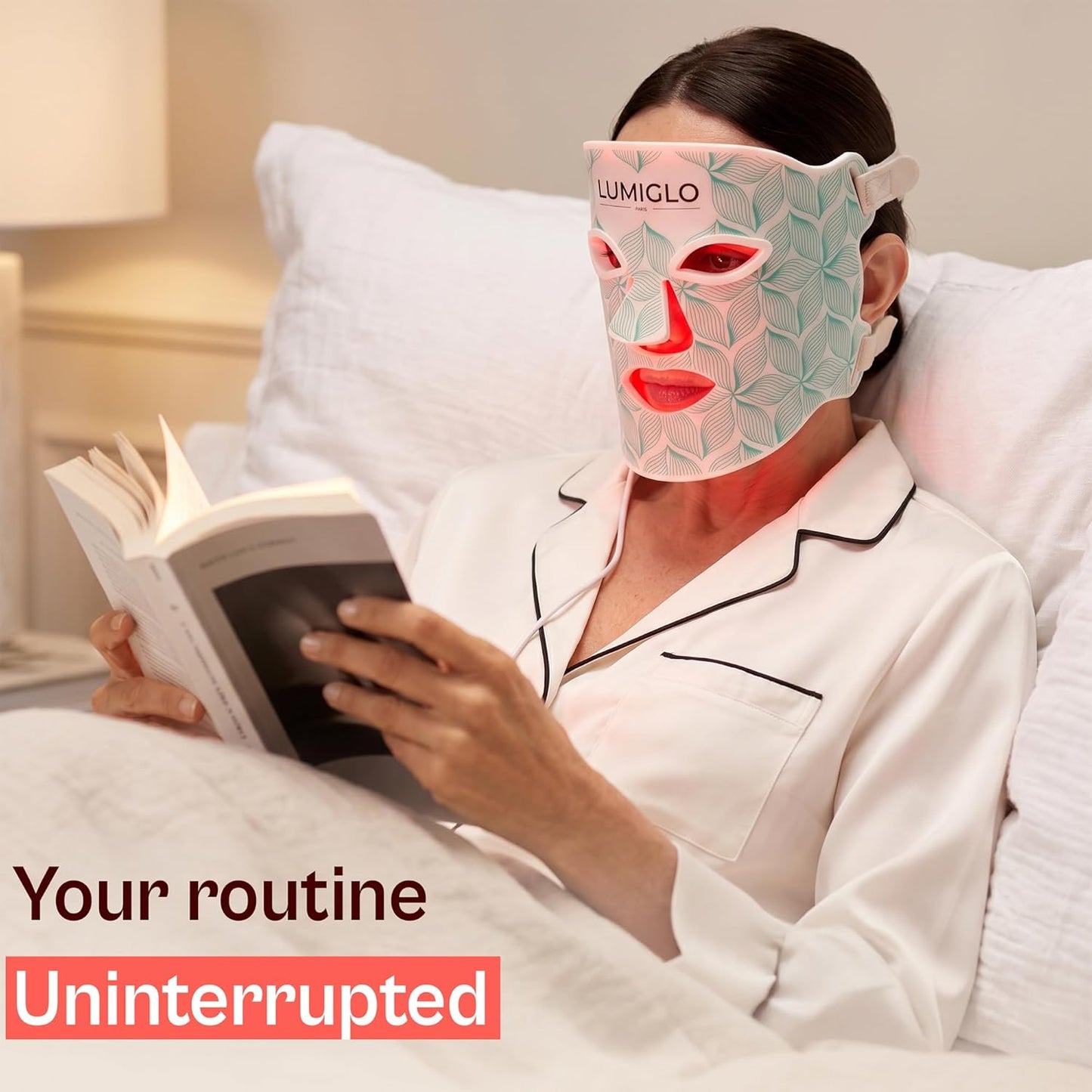 Lumiglo París - Máscara facial de terapia de luz LED, luz roja, dis...