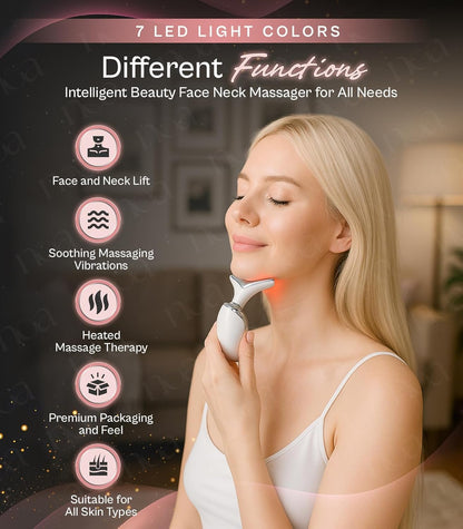 LuxeSkin Masajeador facial de terapia de luz roja LED de 7 colores...