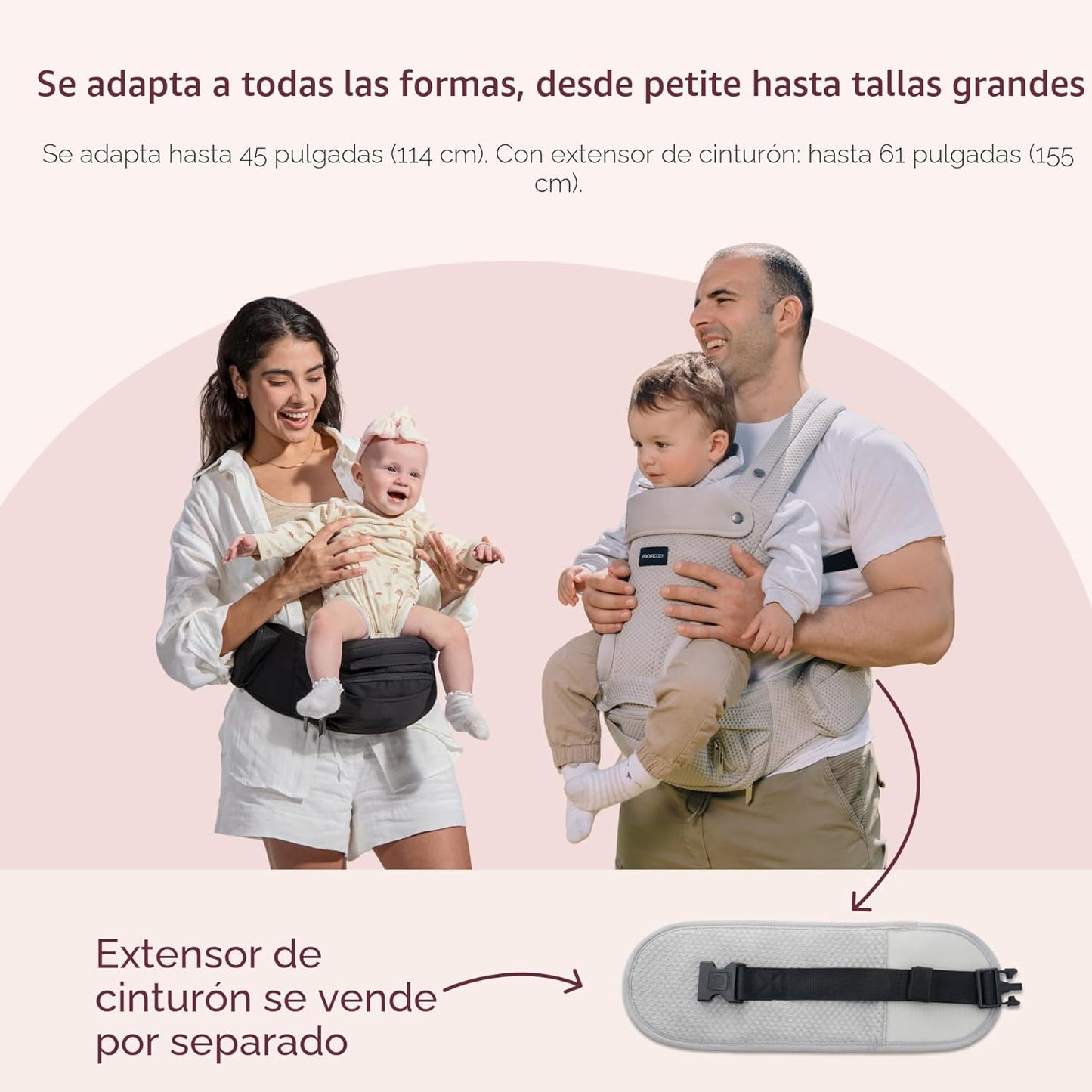 Momcozy Portabebés con asiento de cadera, transporte orientado haci...