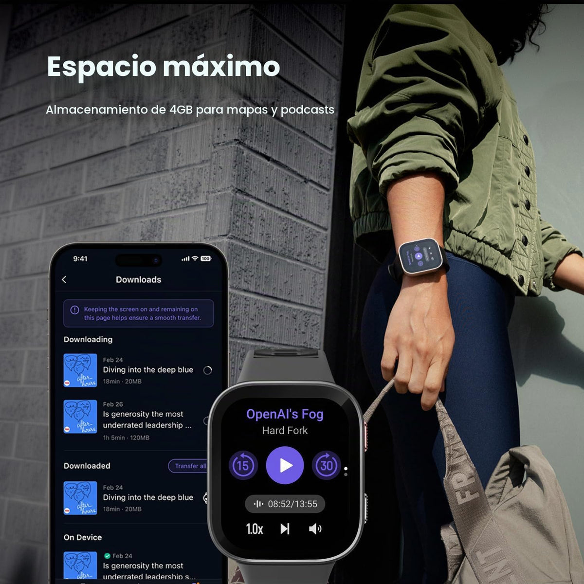 Amazfit Bip Max - Reloj inteligente de 1.969 in, pantalla AMOLED de...