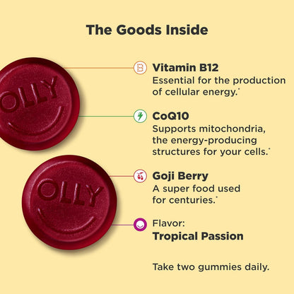 OLLY Daily Energy Gummy, producción de energía celular sin cafeína,...