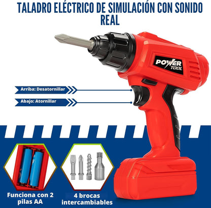 Juego de banco de herramientas para niños con taladro eléctrico y h...