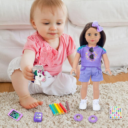 18INDC Conjunto de ropa y accesorios para muñeca de niña de 18 pulg...
