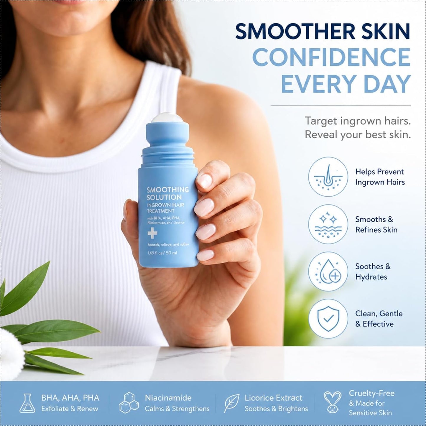 Suero para cabello encarnado para línea de bikini y protuberancias...
