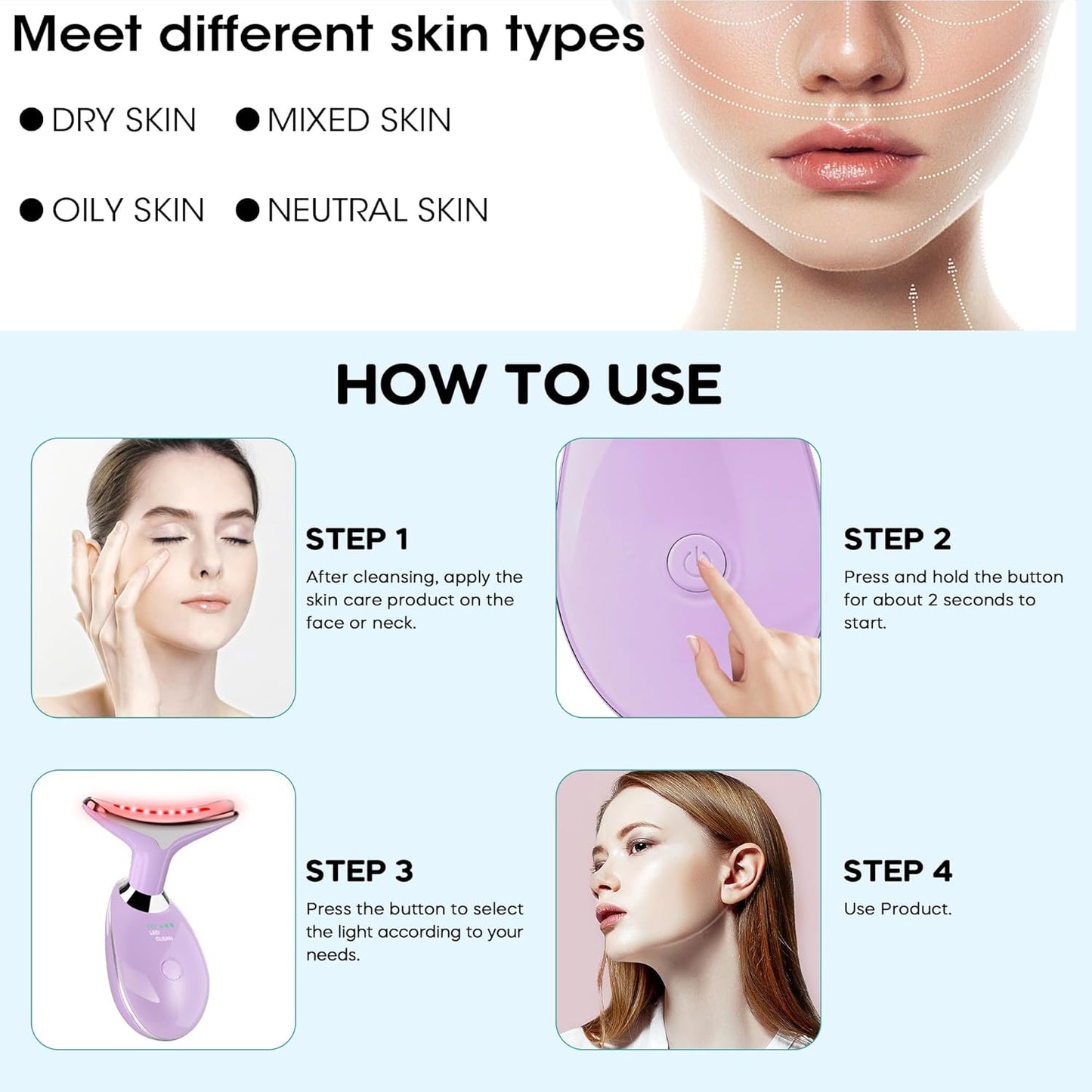 Masajeador facial, varita masajeadora portátil para el cuidado de l...