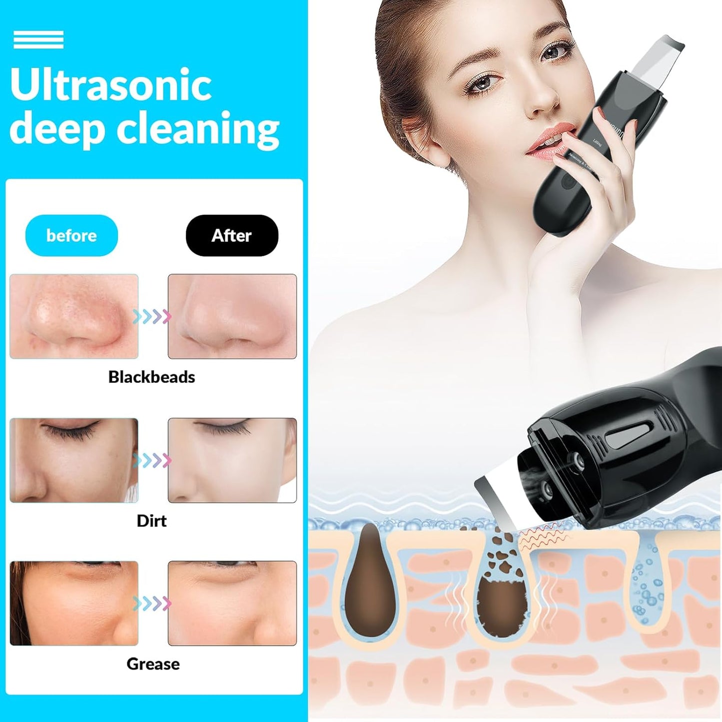 Limpiador facial de piel con pulverizador, pulverizador mejorado, e...