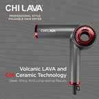CHI Secador de pelo con motor sin escobillas de lava, diseño plegable, secado más rápido, silencioso, reduce el encrespamiento y mejora el brillo, ajustes de calor y velocidad personalizables