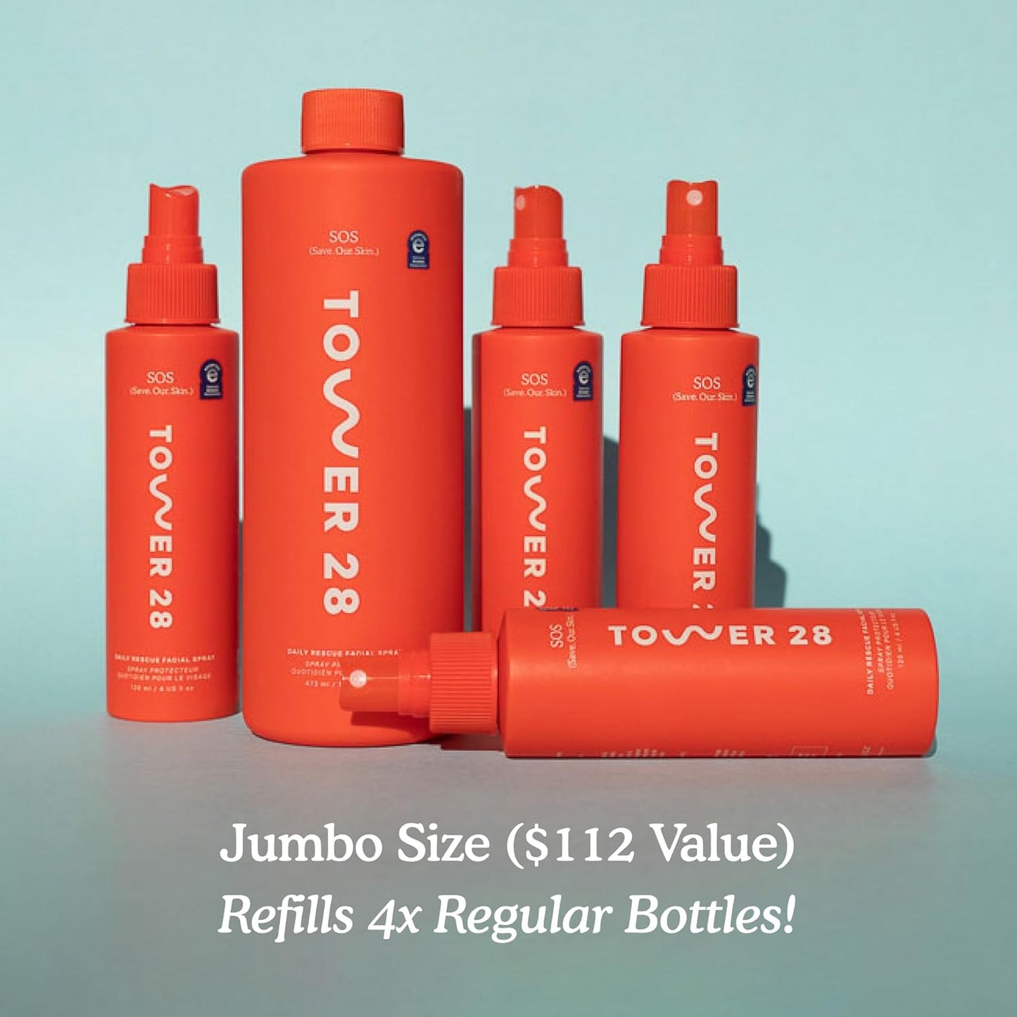 Tower 28 Beauty SOS Daily Rescue Facial Spray Jumbo Refill 16 oz \/...