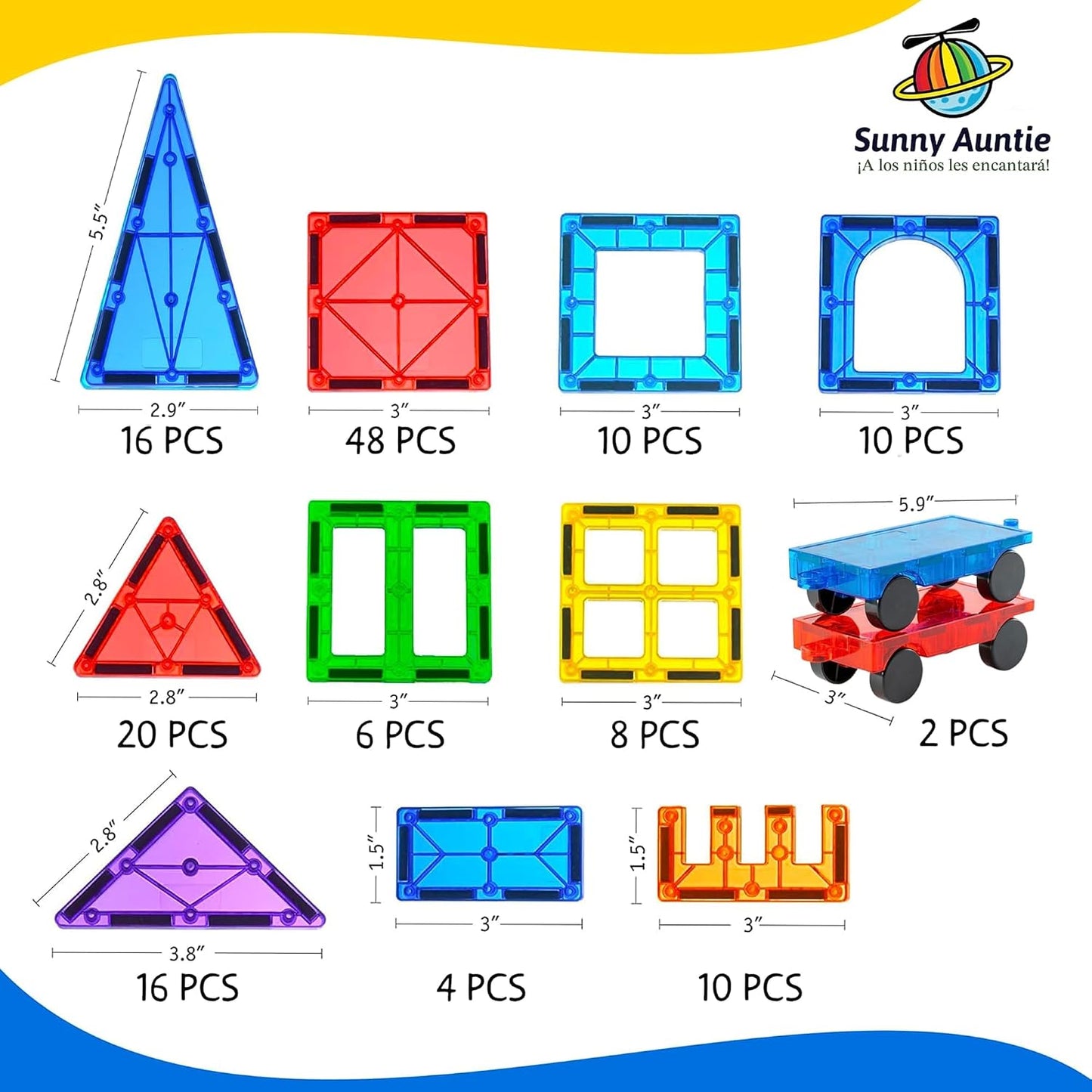 SUNNY AUNTIE - Juego de construcción de azulejos magnéticos STEM To...