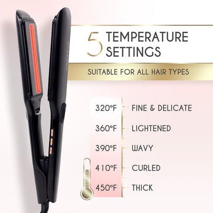 ELLA BELLA® Plancha plana de titanio para alisar el cabello (con in...