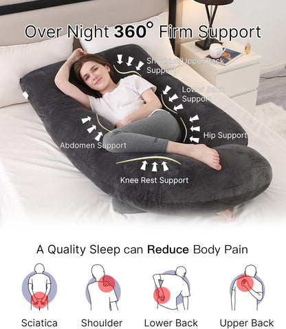 ALLOPERA Almohada de embarazo de 57 pulgadas para dormir, almohada...