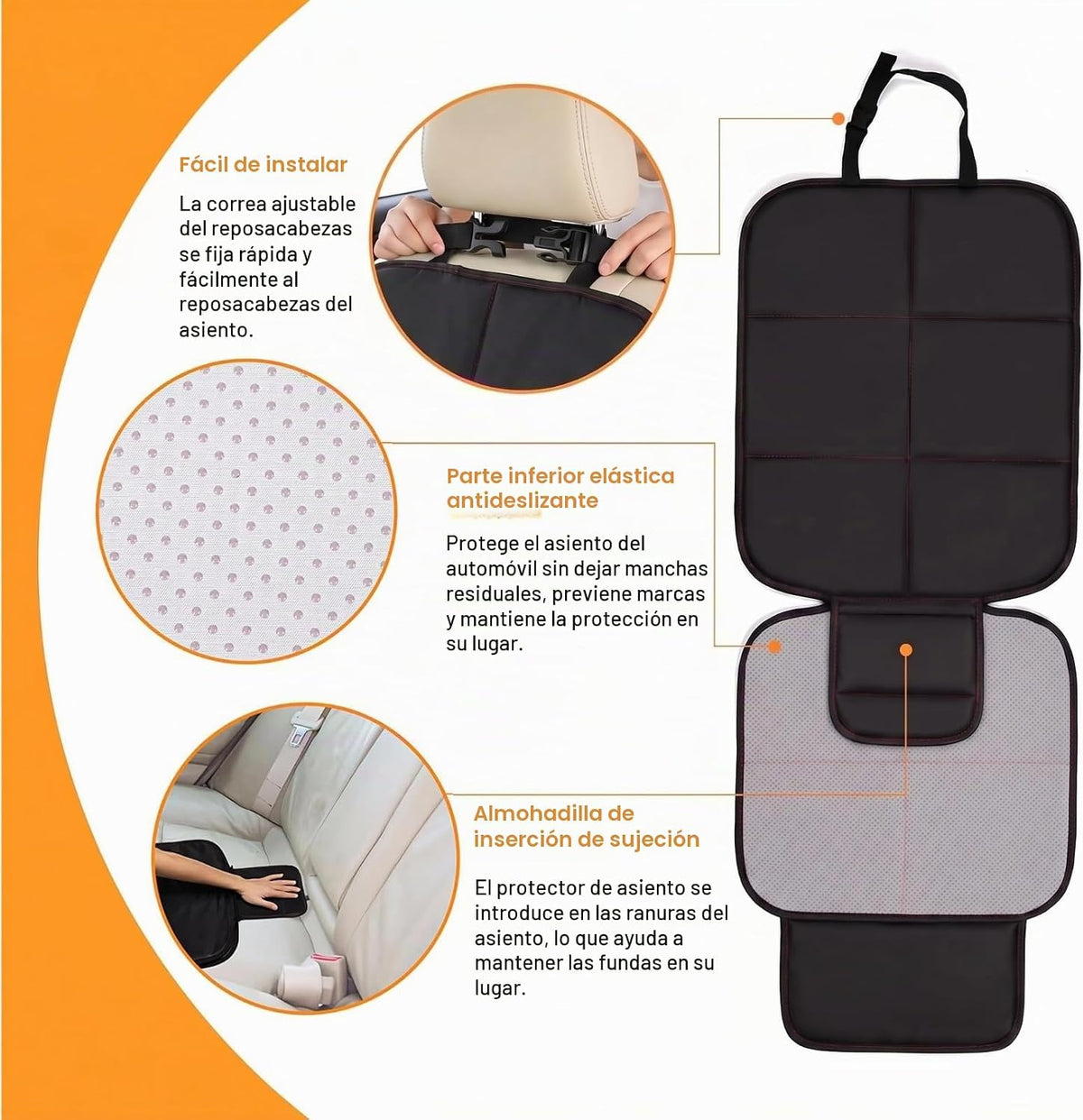 SMART ELF Protector de asiento de automóvil, acolchado más grueso y...