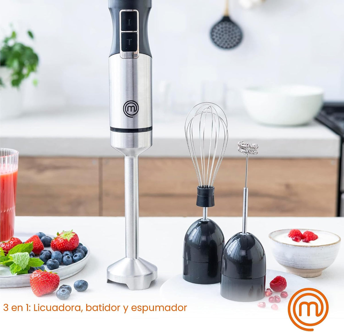 MasterChef Batidora de Inmersión de Mano con Batidor Eléctrico y Ac...