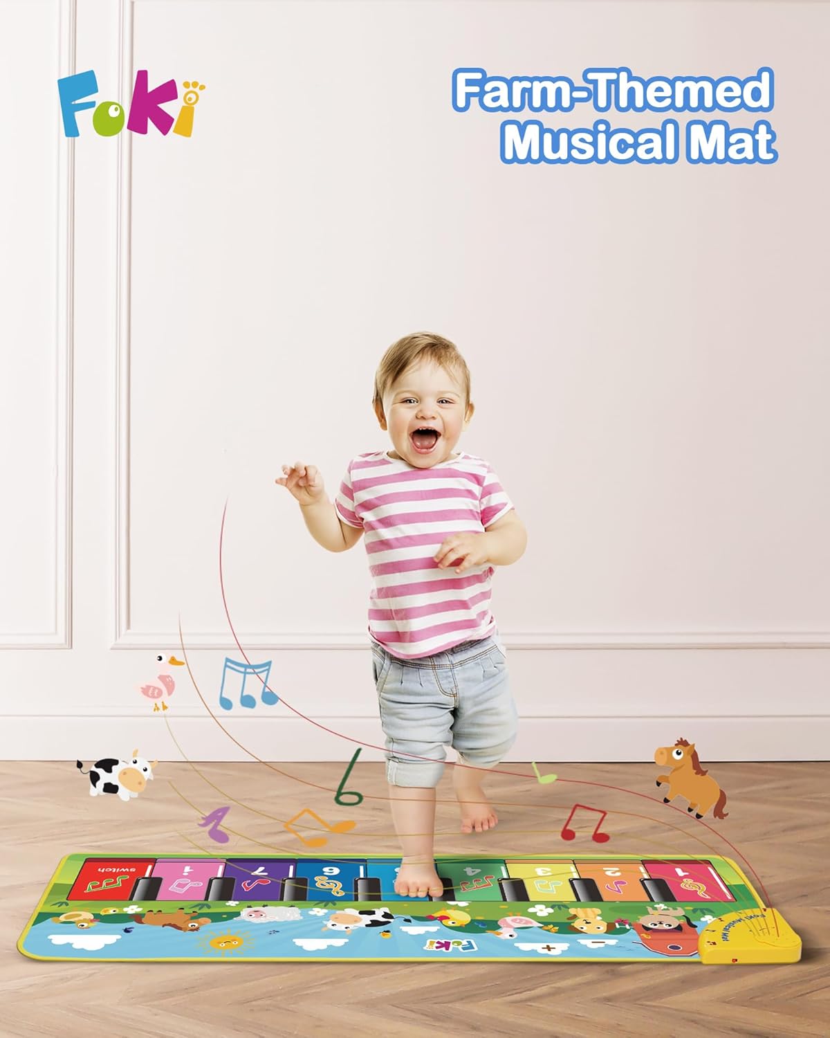 FOKI Tapete de piano de suelo para niños pequeños, juguete educativ...
