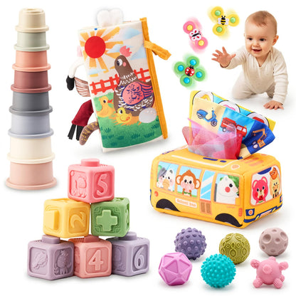 JoyCat Baby Toys 6-12 Months, Montessori Sensory Baby Toy Set with...