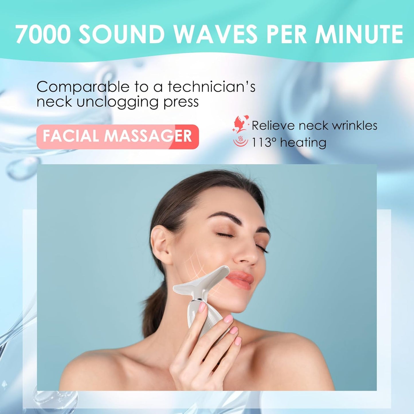 Masajeador facial con luz roja-terapia para cara y cuello, varita d...