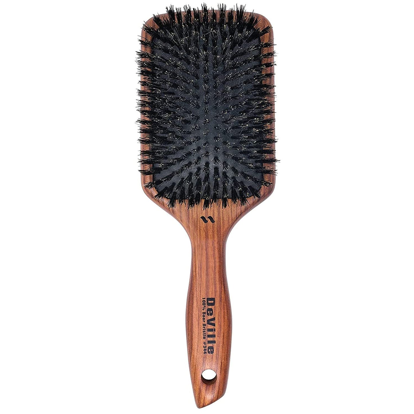 Spornette Deville Cushion Paddle Brush - Cepillo de cerdas de jabalí con mango de madera, para alisar, alisar, desenredar, peinar y cepillar para mujeres, hombres y niños, todo tipo de cabello