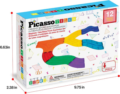 PicassoTiles 12 piezas de pista de carreras adicional, ferrocarril...