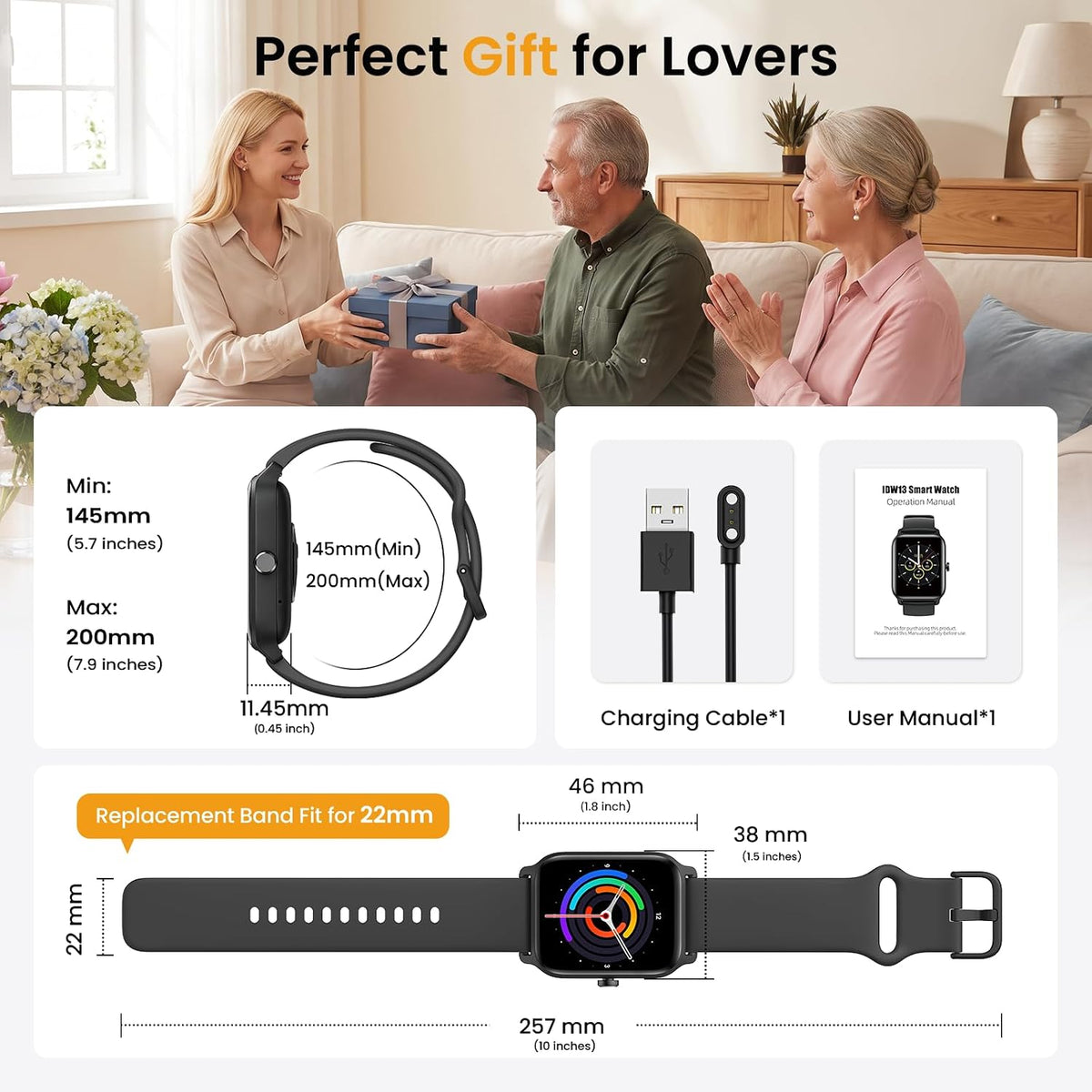 Fitpolo Relojes inteligentes para hombre, Android y iPhone, Alexa i...