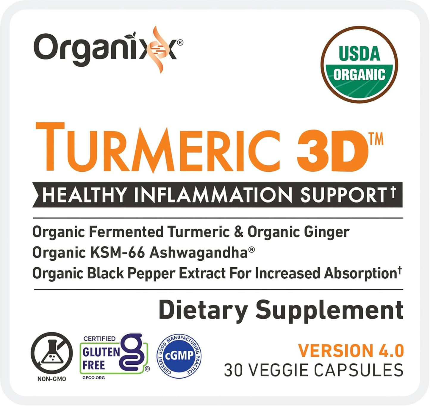Organixx Suplemento orgánico de curcumina de cúrcuma USDA con Ashwa...