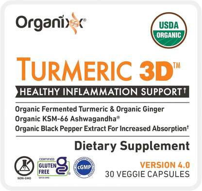 Organixx Suplemento orgánico de curcumina de cúrcuma USDA con Ashwa...