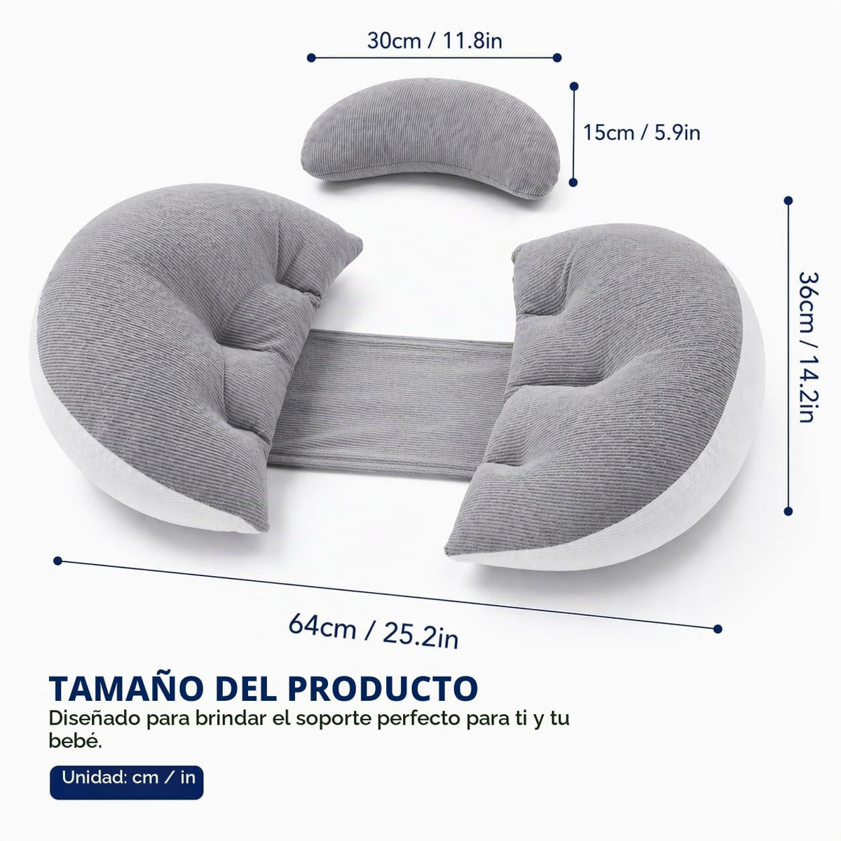 PandaEar Almohada de Embarazo Cuña para Dormir, Soporte Corporal de...