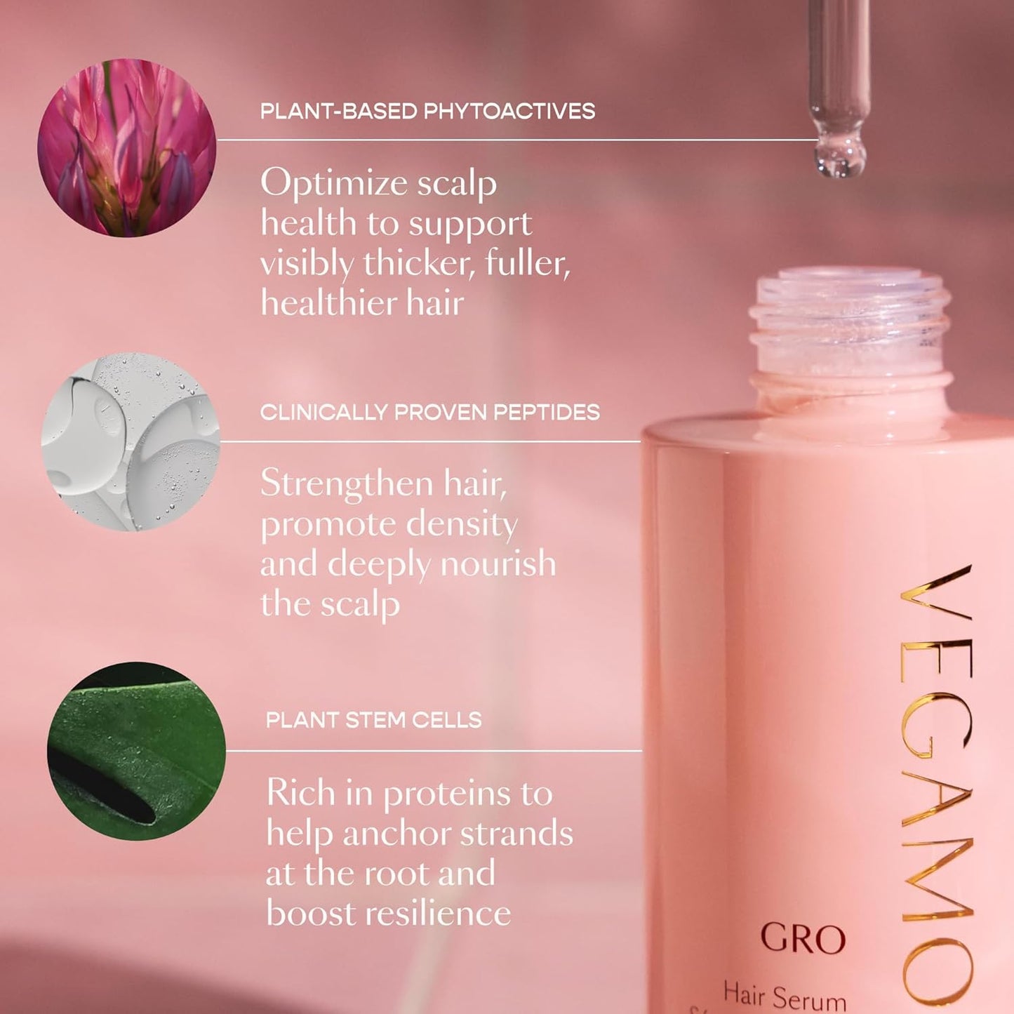 VEGAMOUR GRO Hair Serum for Hair Thinning &amp; Shedding, Thicker F...