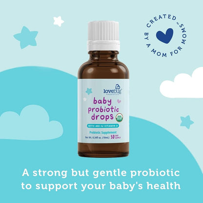 LOVEBUG Gotas probióticas para bebés, probióticos orgánicos para ap...