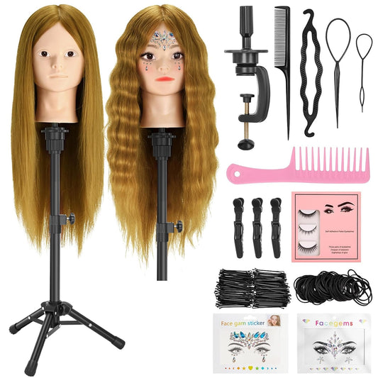 Cabeza de maniquí de 23 pulgadas, cabeza de maniquí de cabello 90%...