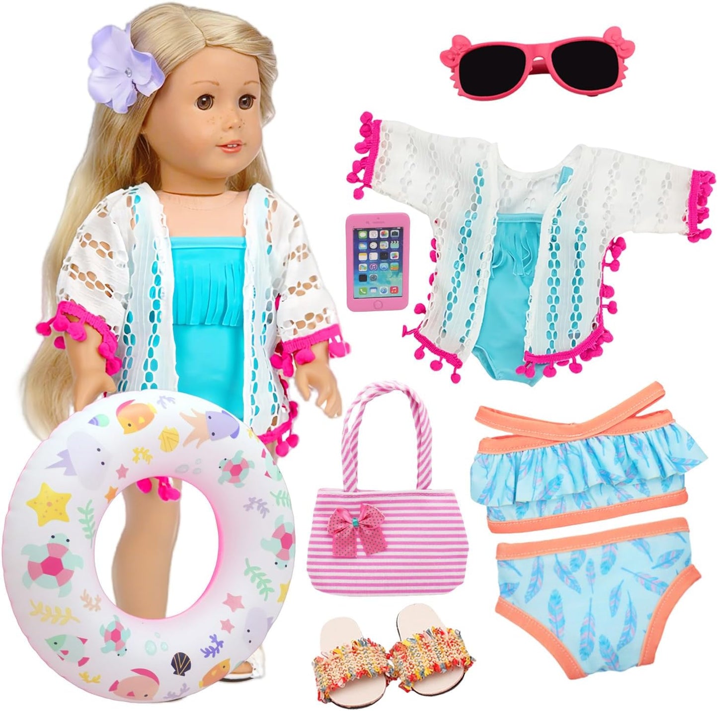 Accesorios de muñeca americana de 18 pulgadas, juegos de natación p...