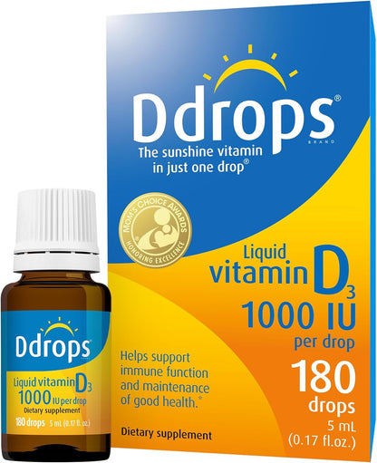 Ddrops Adultos 1000 UI 180 gotas, vitamina D líquida, apoya huesos...