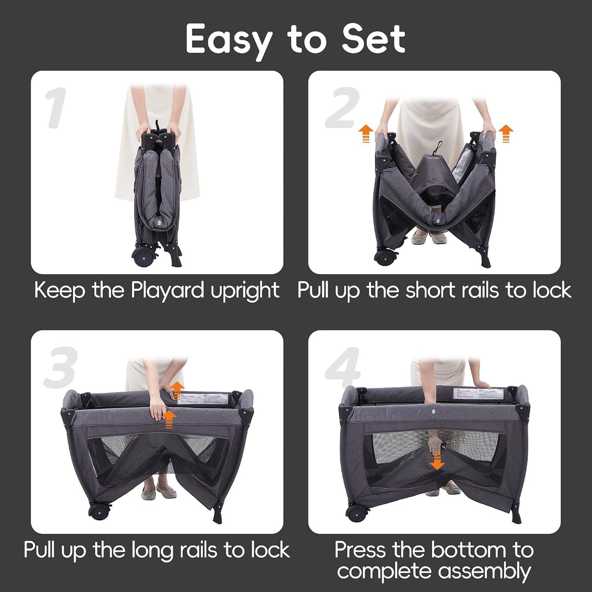 Pamo Babe Pack and Play 4 en 1 - Corral para bebés con moisés y cam...