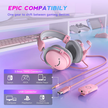 FIFINE Auriculares USB para juegos, auriculares con cable sobre la...